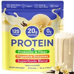 Venture Pal Vegan Protein Powder, Plant Protein, 9B CFU Probiotics, Prebiotic Fiber, Superfood & Enzymes, Easy to Digest -Low in Sodium Venture Pal protein powder