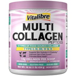 Vitalibre Multi Collagen Peptides Powder Type I II III V X, Hydrolyzed Collagen Protein Vitalibre protein powder