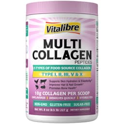 Vitalibre Multi Collagen Peptides Powder Type I II III V X, Hydrolyzed Collagen Protein Vitalibre protein powder