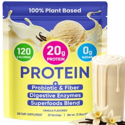 Venture Pal Vegan Protein Powder, Plant Protein, 9B CFU Probiotics, Prebiotic Fiber, Superfood & Enzymes, Easy to Digest -Low in Sodium Venture Pal protein powder